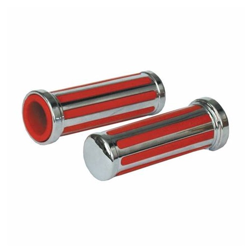 Twin Power 04-0185 Grip Pair Red Rail Style suit 1" Bar (No Sleeve)