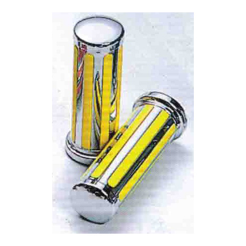 Twin Power 04-0186 Grip Pair Yellow Rail Style suit 1" Bar (No Sleeve)