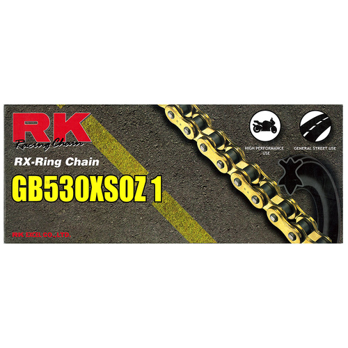 RK Takasago Chain 12-53X-114GD XSOZ1 Series RX-Ring Chain GB530XSOZ1 114 Link Gold