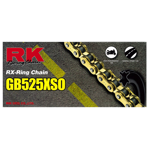 RK Takasago Chain 12-55X-120GD XSO Series RX-Ring Chain GB525XSO 120 Link Gold