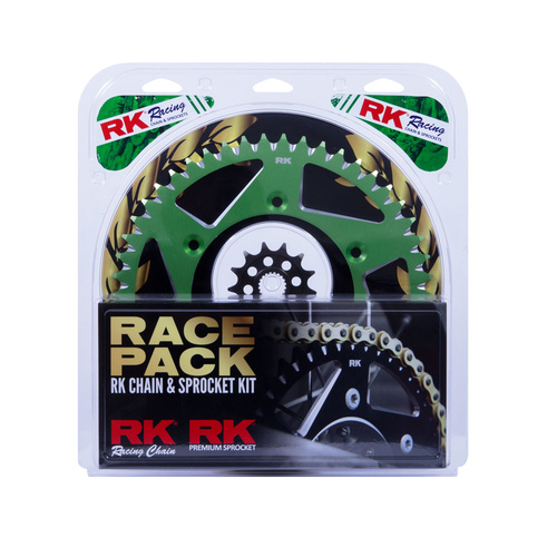 RK Takasago Chain 20-002-23V Race Pack Chain & Sprocket Kit Gold/Green 13/51T for Kawasaki KX250F 06-18