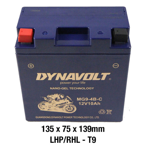 Dynavolt MG Series MG9-4B-C 12 Volt 10Ah/CA 225 Nano Gel Battery