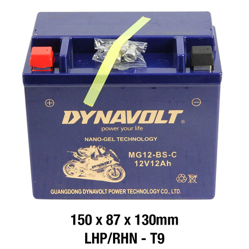 Dynavolt MG Series MG12-BS-C 12 Volt 12Ah/CA 305 Nano Gel Battery