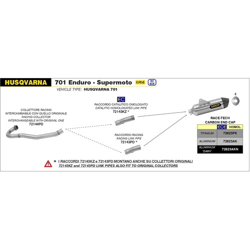 Arrow 72143PD Racing Link Pipe for Husqvarna 701 Enduro/Supermoto 17-19