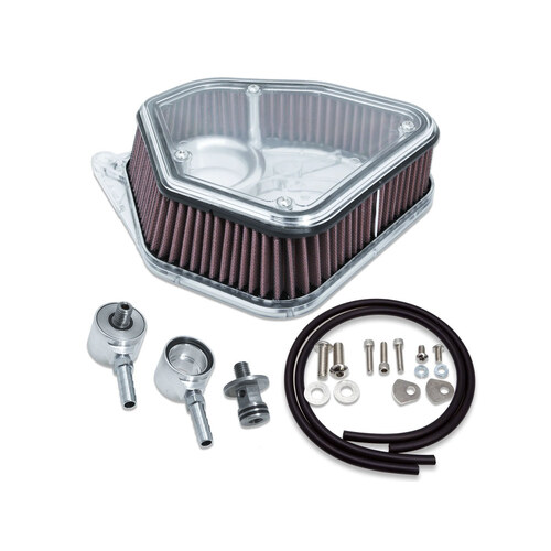 Alloy Art AA-1.8M8P 1.8" Polycarbonate Boom Box Air Cleaner Kit Raw for Milwaukee-Eight Touring 17-Up/Softail 18-Up