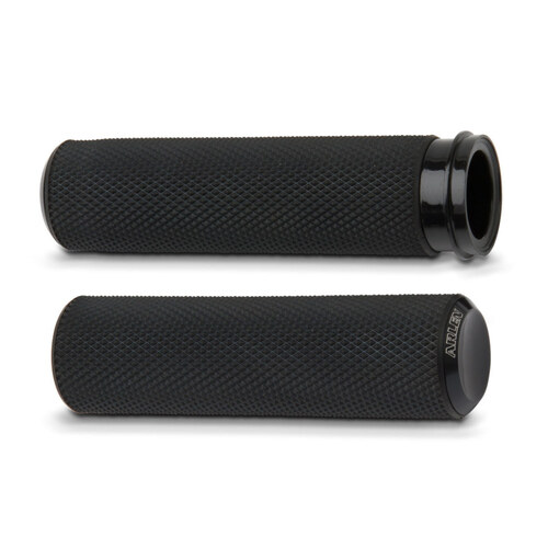 Arlen Ness AN-07-327 Knurled Fusion Handgrips Black for most Big Twin 08-Up w/Throttle-By-Wire