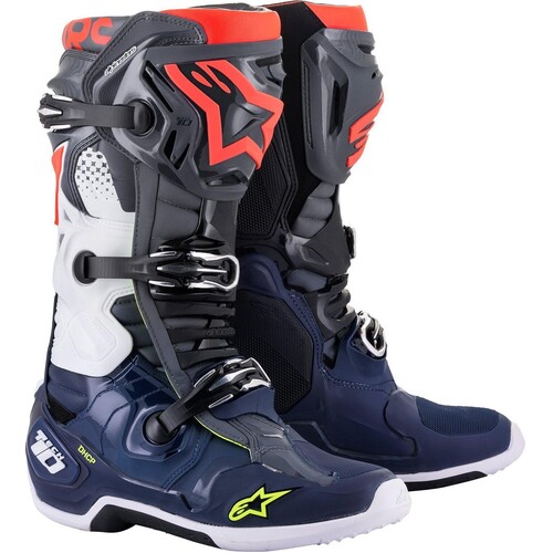 Alpinestars 2023 Tech 10 Dark Grey/Dark Blue/White Boots [Size:9]