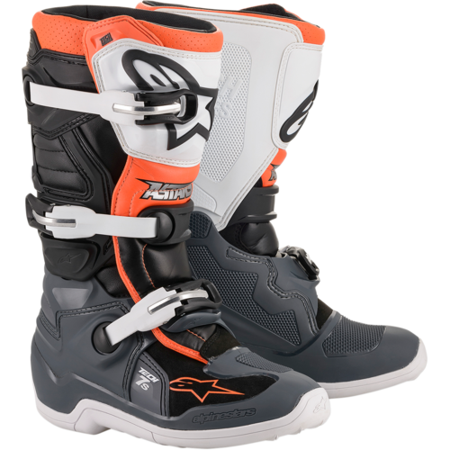 Alpinestars 2023 Tech 7S Black/Grey/White/Fluro Orange Youth Boots [Size:8]