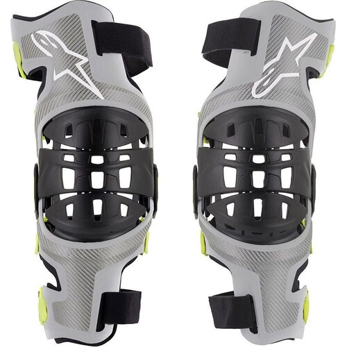 Alpinestars 2023 Bionic 7 Silver/Fluro Yellow Knee Brace Set [Size:SM]