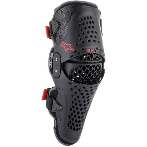 Alpinestars 2023 SX-1 V2 Black/Red Knee Protectors [Size:SM/MD]