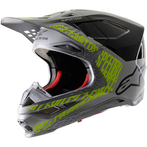 Alpinestars 2021 Supertech M8 Triple Silver/Black/Yellow Helmet [Size:SM]