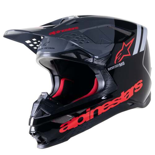 Alpinestars 2023 Supertech M8 Radium 2 Gloss Black/Neon Red Helmet [Size:XS]