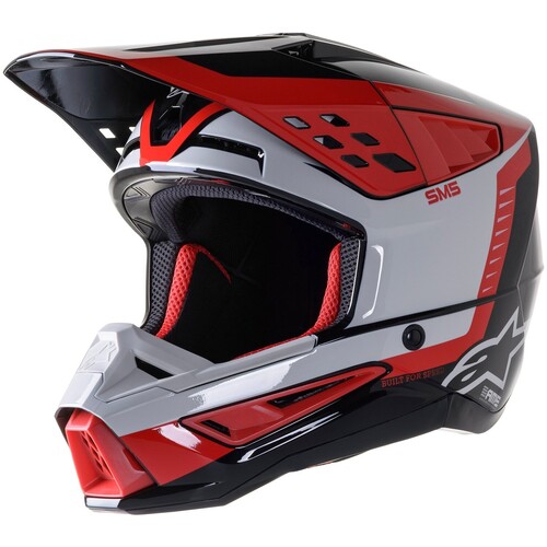 Alpinestars 2023 SM5 Beam Black/Grey/Red Helmet [Size:MD]