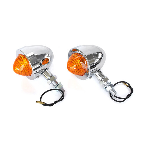 RSS BAI-20-6506BLE-2 Mini Bullet Turn Signal Chrome w/2" Mount Stud