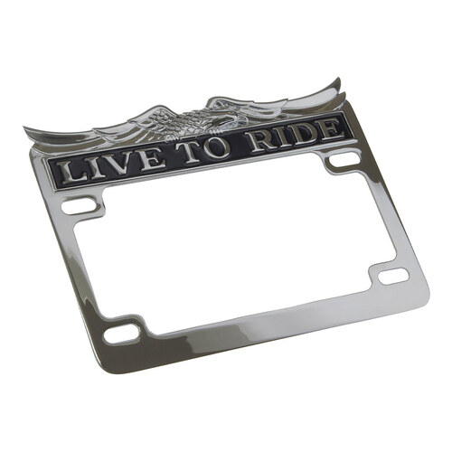 RSS BAI-28-6014 Live to Ride Number Plate Frame Chrome