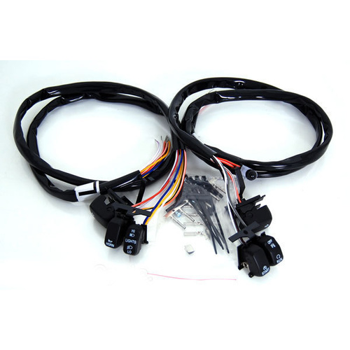 RSS BAI-H18-0335HB Handlebar Wiring Harness w/Black Switches for Big Twin/Sportster 07-10