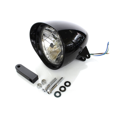 RSS BAI-L20-6131GBVE 5-3/4" Billet Headlight w/Visor & Extended Mount Gloss Black