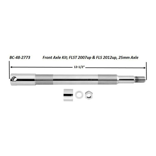 Tucker V-Twin BC-48-2773 Front Axle Kit w/25mm Axle for FL Softail 07-17