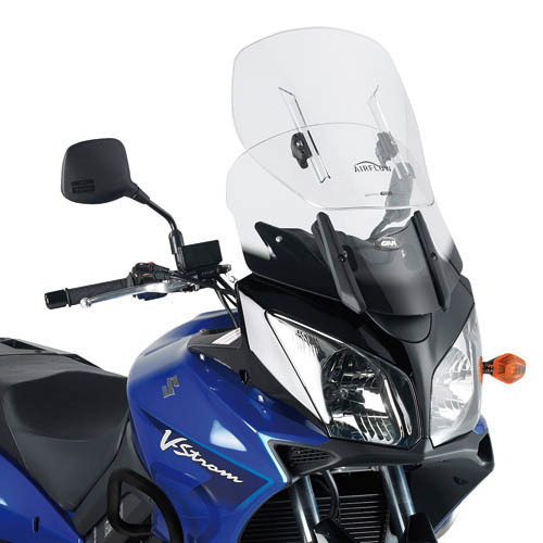 Givi AF260 Airflow Sliding Clear Windshield (Maximum 65 x 44cm & 12cm travel) for Kawasaki KLV 1000/Suzuki DL 650 V-Strom/DL 1000 V-Strom