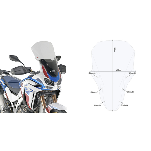 Givi D1178ST Clear Windshield 58 x 41.5cm for Honda CRF1100L Africa Twin Adventure Sports 20-23