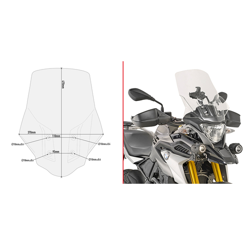 Givi D5126ST Clear Windshield 47 x 37cm for BMW G 310 GS 17-23