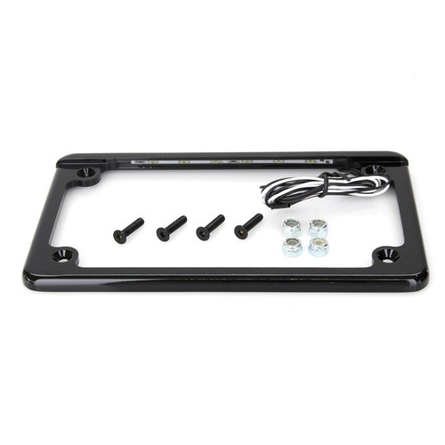 Custom Dynamics CD-LPFHRZBLP Flat Low Profile Number Plate Frame w/LED Illumination Black