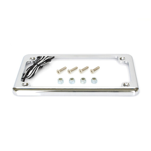 Custom Dynamics CD-LPFHRZCLP Flat Low Profile Number Plate Frame w/LED Illumination Chrome