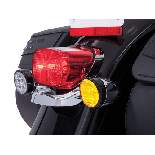 Ciro3D CIR-45520 Fang LED Amber Turn Signal Inserts w/Clear Lenses & Black Bezel for Front & Rear on most 02-Up Models w/OEM Bullet Style Indicators