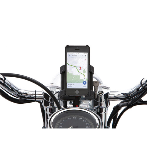 Ciro3D CIR-50212 Premium Smartphone/GPS Holder Chrome w/Charger for 7/8" & 1" Handlebars