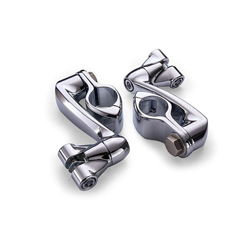 Ciro3D CIR-60004 4" Offset Footpeg Mounts w/1-1/4" Hingeless Clamps Chrome