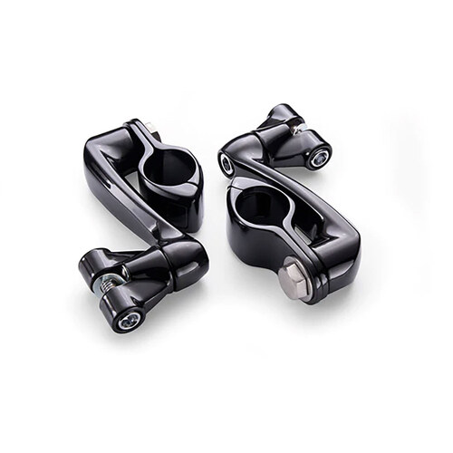 Ciro3D CIR-60024 4" Offset Footpeg Mounts w/1-1/4" Hingeless Clamps Black