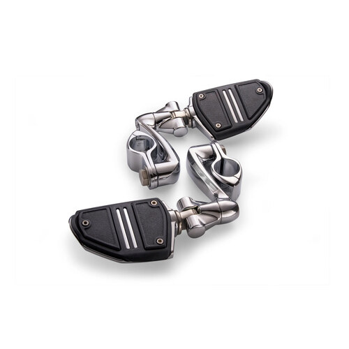 Ciro3D CIR-60505 Twin Rail Footpegs w/4" Offset Footpeg Mounts w/1-1/4" Hingeless Clamps Chrome