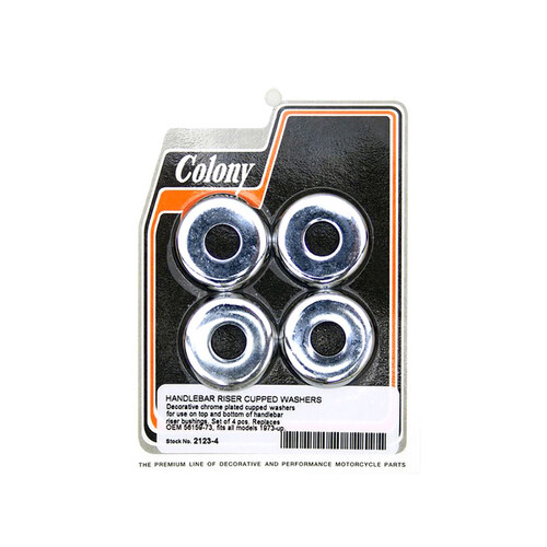 Colony Machine CM-2123-4 Handle Bar Riser Washers Chrome for Big Twin 73-Up/Sportster 73-21