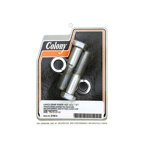 Colony Machine CM-2135-4 Hex Head 1/2-13 x 2-1/2" Riser Bolts Chrome