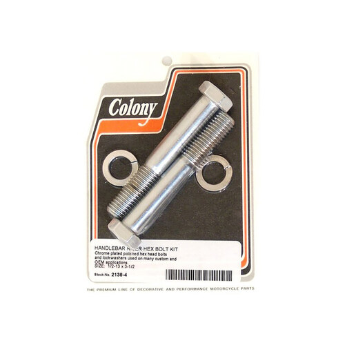 Colony Machine CM-2138-4 Hex Head 1/2-13 x 3.5" Riser Bolts Chrome