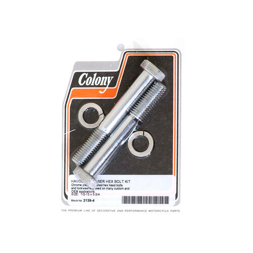 Colony Machine CM-2139-4 Hex Head 1/2-13 x 3-3/4" Riser Bolts Chrome