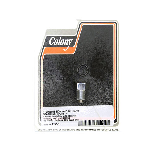 Colony Machine CM-2296-1 Oil & Transmission Drain Plug Chrome for Big Twin 00-Up