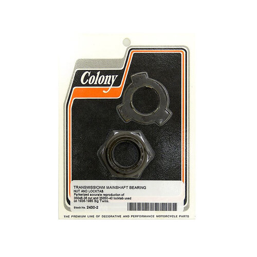 Colony Machine CM-2430-2 Transmission Mainshaft Bearing Lock Nut w/Lockwasher for Big Twin 36-85 4 Speed