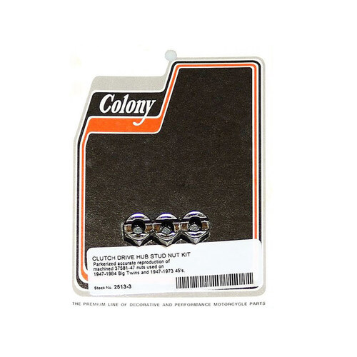 Colony Machine CM-2513-3 Clutch Hub Nut for Big Twin 47-84 4 Speed w/45's 47-73 (3 Pack)