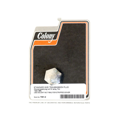 Colony Machine CM-7351-2 Standard Size Transmission Plug for Big Twin 40-84