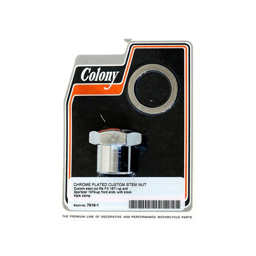 Colony Machine CM-7619-1 Stem Nut Chrome for FX 71-Up/Sportster 79-21