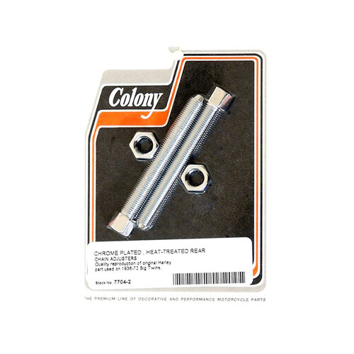 Colony Machine CM-7704-2 Rear Chain Adjusters Chrome for Big Twin 36-72