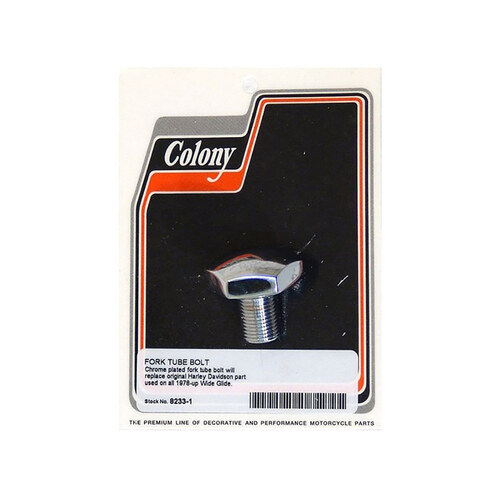 Colony Machine CM-8233-1 Fork Tube Bolt Chrome for Big Twn 78-17 w/Wide Glide Front End