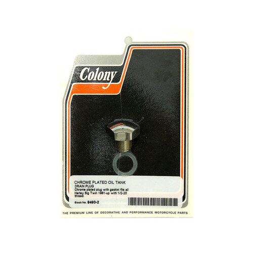 Colony Machine CM-8493-2 Drain Plug Chrome for Big Twin 81-Up