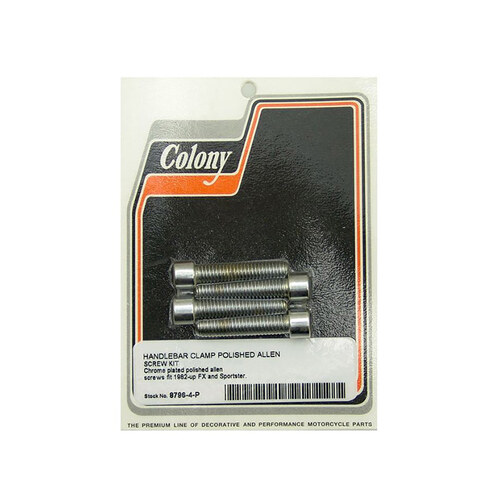 Colony Machine CM-8796-4-P Handlebar Top Clamp Hardware w/5/16-18 x 1-1/2" Socket Head Bolts Chrome for FX 82-Up/Sportster 82-21