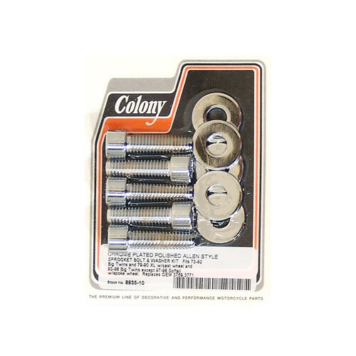 Colony Machine CM-8835-10 7/16-14 x 1-1/2" Rear Pulley/Sprocket Bolts Chrome