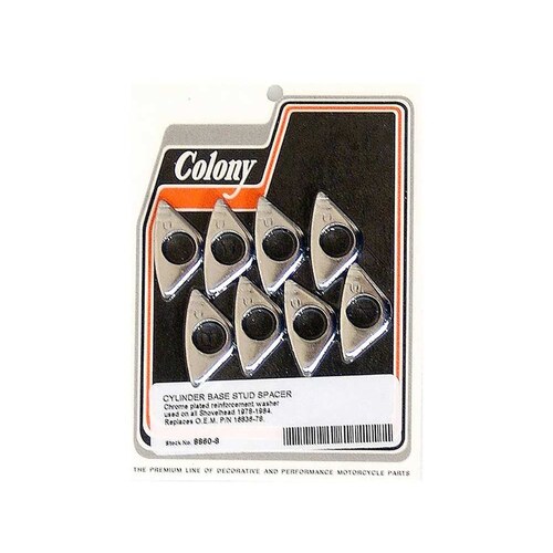 Colony Machine CM-8860-8 Cylinder Base Washers Chrome for Big Twin 78-84