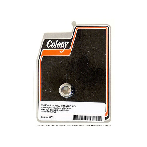 Colony Machine CM-9402-1 Allen Head Timing Plug Chrome for Big Twin 70-99