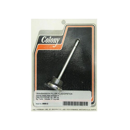 Colony Machine CM-9885-2 Transmission Dipstick Chrome for Big Twin 87-06 w/OEM 5 Speed