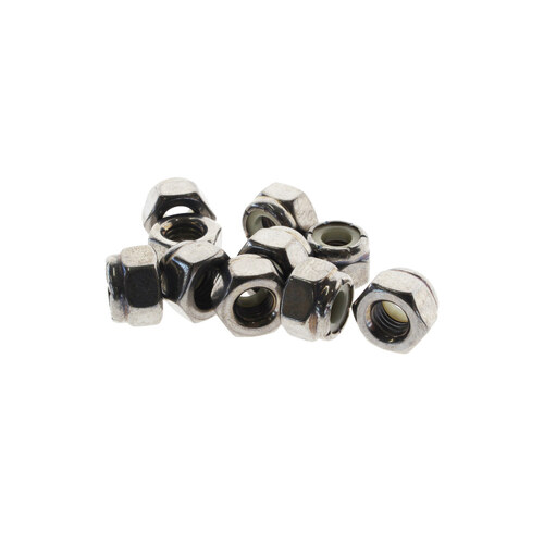 Colony Machine CM-NL-501 1/4-28 UNF Nylon Insert Locknuts Chrome (10 Pack)